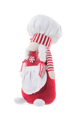 12.5" Striped White and Red Cloth Chef Santa Gnome