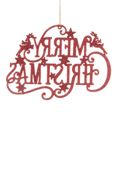 7.25"Hanging Red Acrylic Merry Christmas Sign Ornament