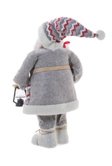 24" Gray and White Cloth Jolly Santa Figurine with Gifts