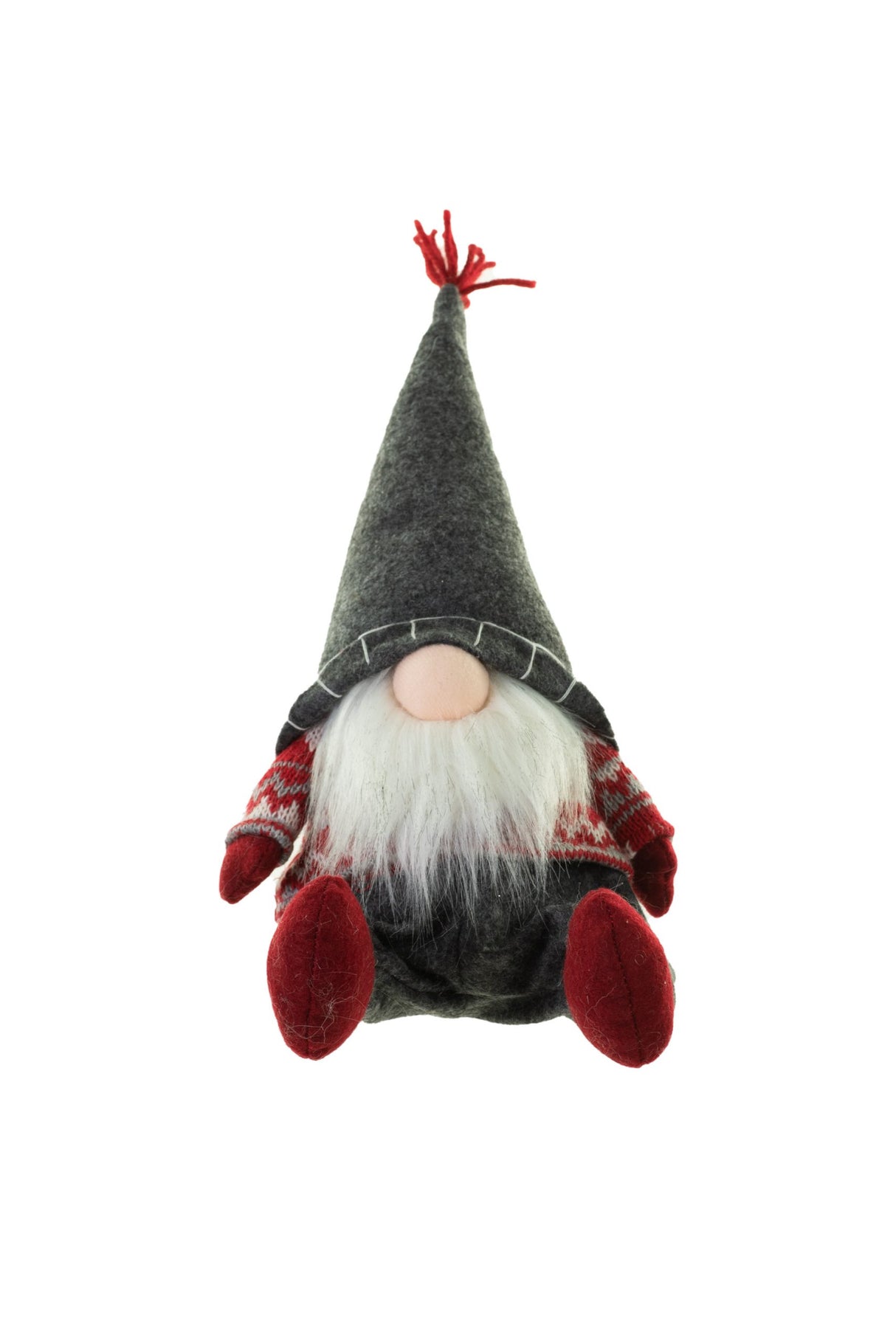17" Sitting Gray Cloth Gnome with Silly Hat