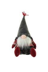 17" Sitting Gray Cloth Gnome with Silly Hat