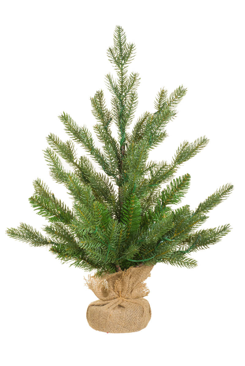 24" Green and White Pvc/Pe Douglas Fir Warm White LED Christmas Tree