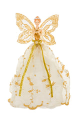 10.3"White and Gold Polyester Graceful Angel Tree Topper