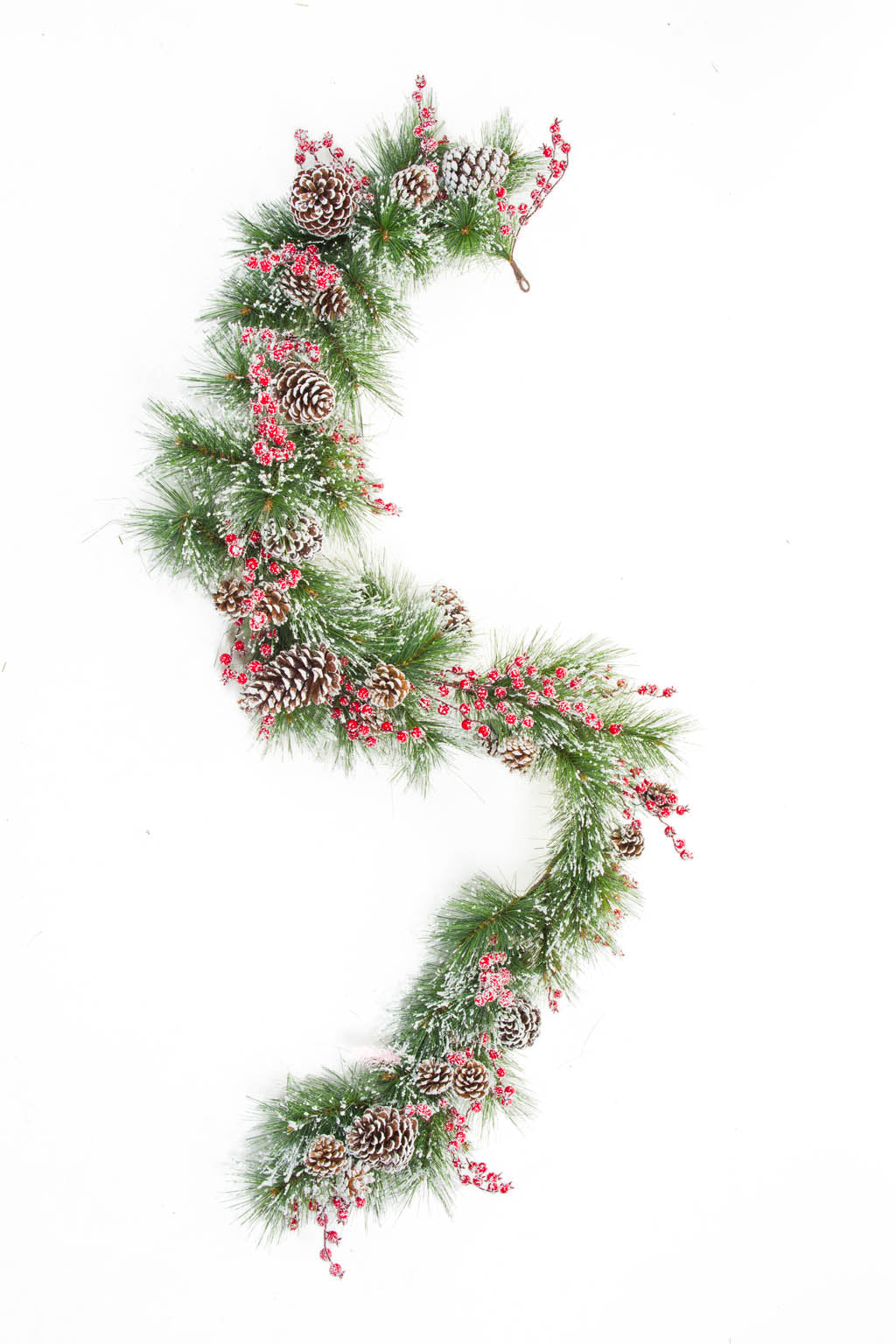 78.75" Hangable Flocked Green and White Pvc Garland with Frosty Berries
