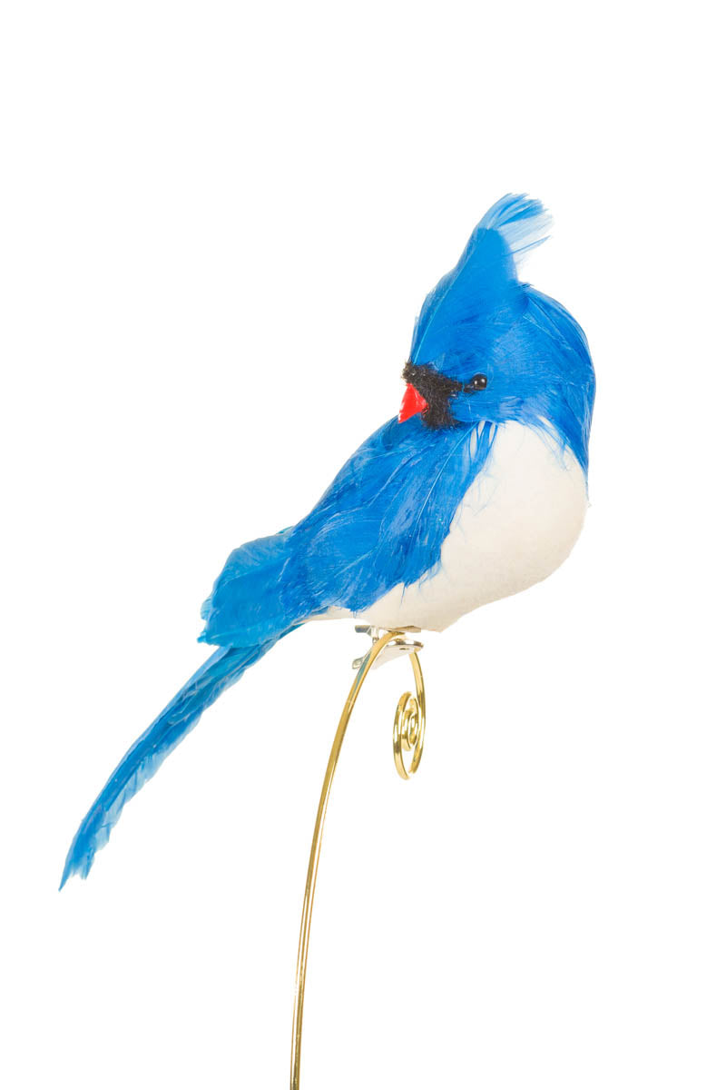 12" Clip-On Blue Feathered Jay Ornament