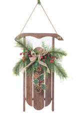21.5" Hanging Umber and Green Wood Sled with Spray