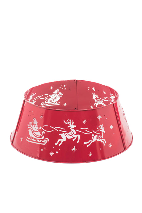 Red Sleigh and Reindeer Engraved LED Tree Collar