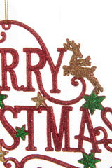 7.25"Hanging Red Acrylic Merry Christmas Sign Ornament