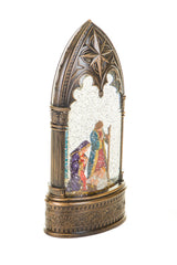 11.8" Bronze Plastic Nativity Warm White LED Snow Globe with Swirling Glitter