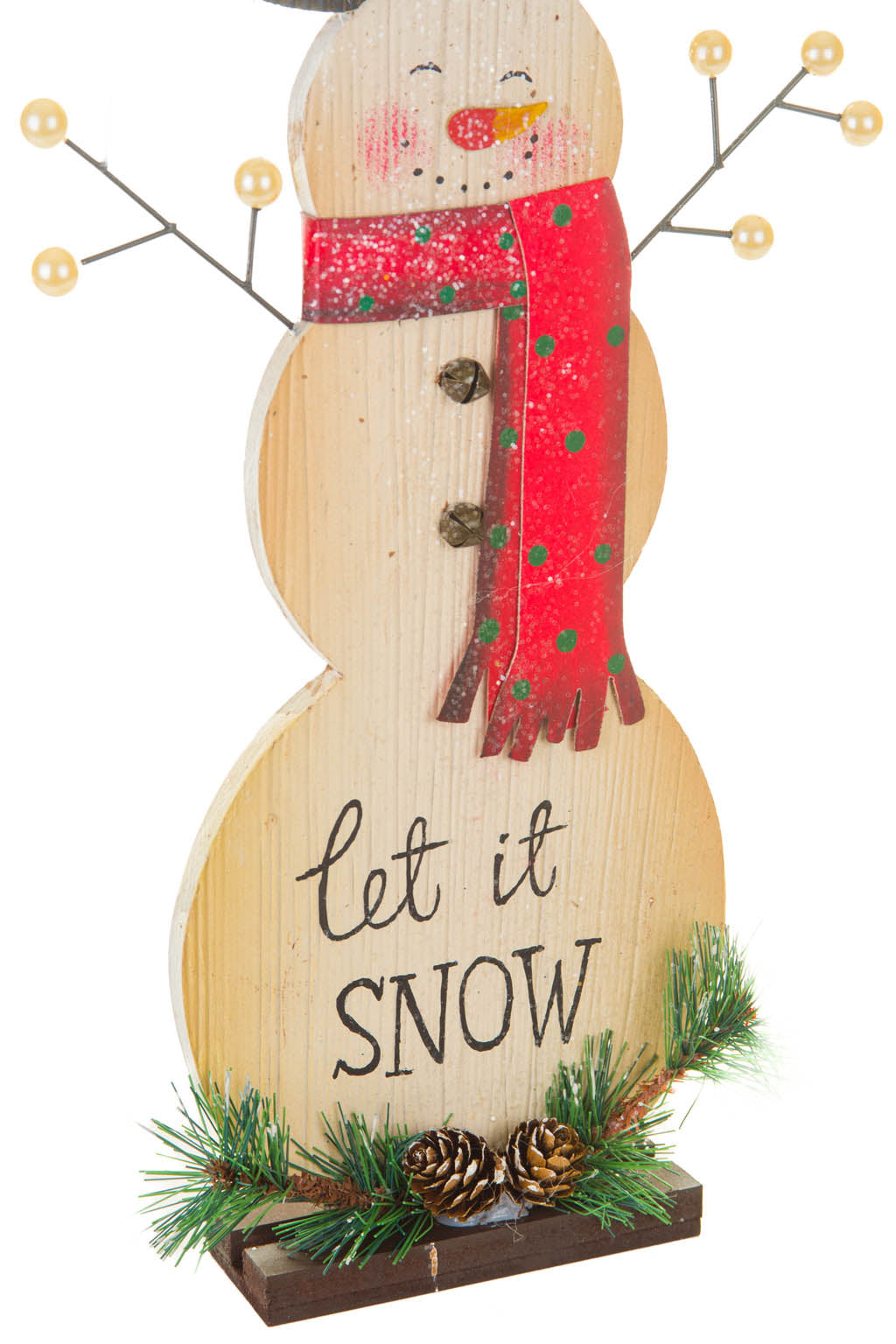 16.75"Beige Wooden Smiling Snowman