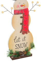 16.75"Beige Wooden Smiling Snowman
