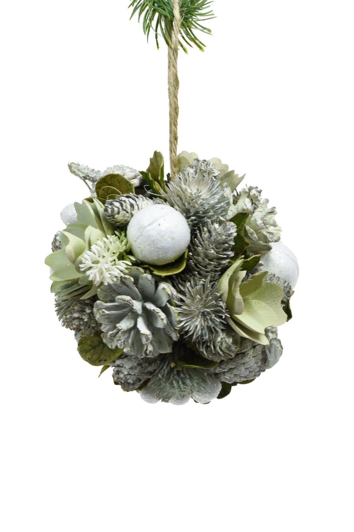 5" Hanging Green Pvc Foliage Ball Ornament