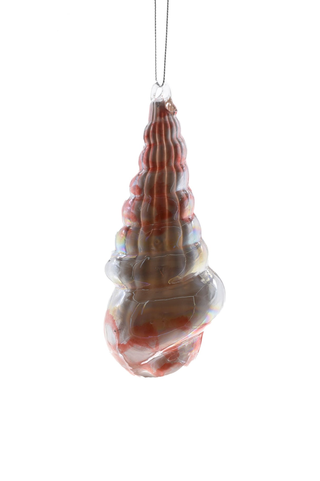 5.5" Hanging Pink and White Glass Seashell Ornament