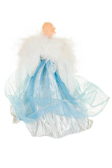 10" Cerulean and Silver Polyester Majestic Warm White LED Angel Tree Topper