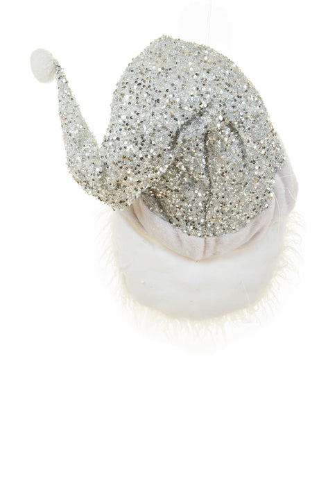 25" Hanging Silver and White Cotton Cherubic Santa Claus Head