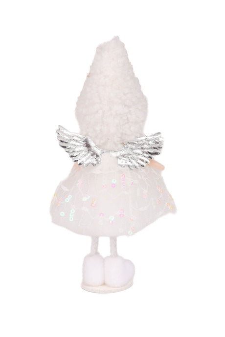 7.25" Sequin White Cotton Cherub Girl Doll with Pointed Hood
