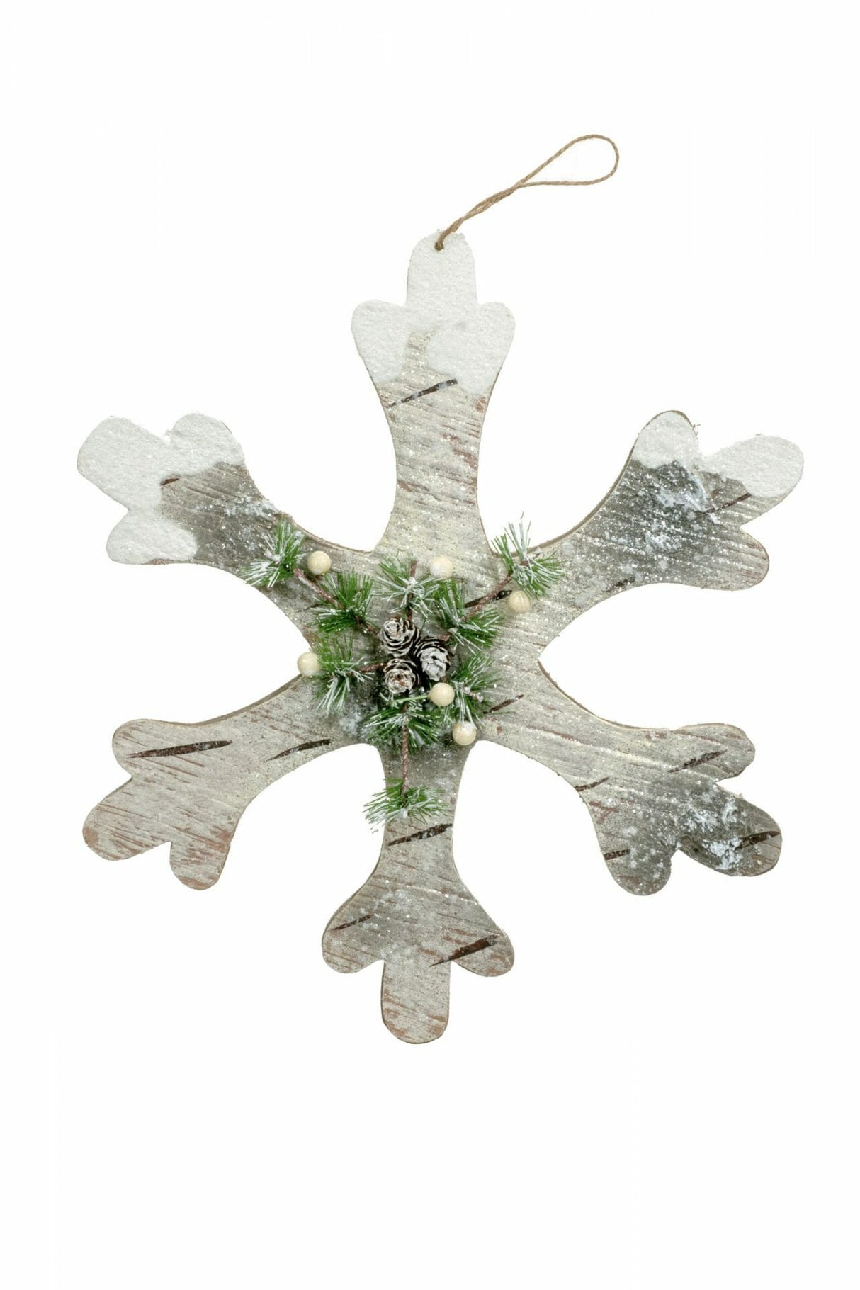 14"Beige Wooden Snowflake