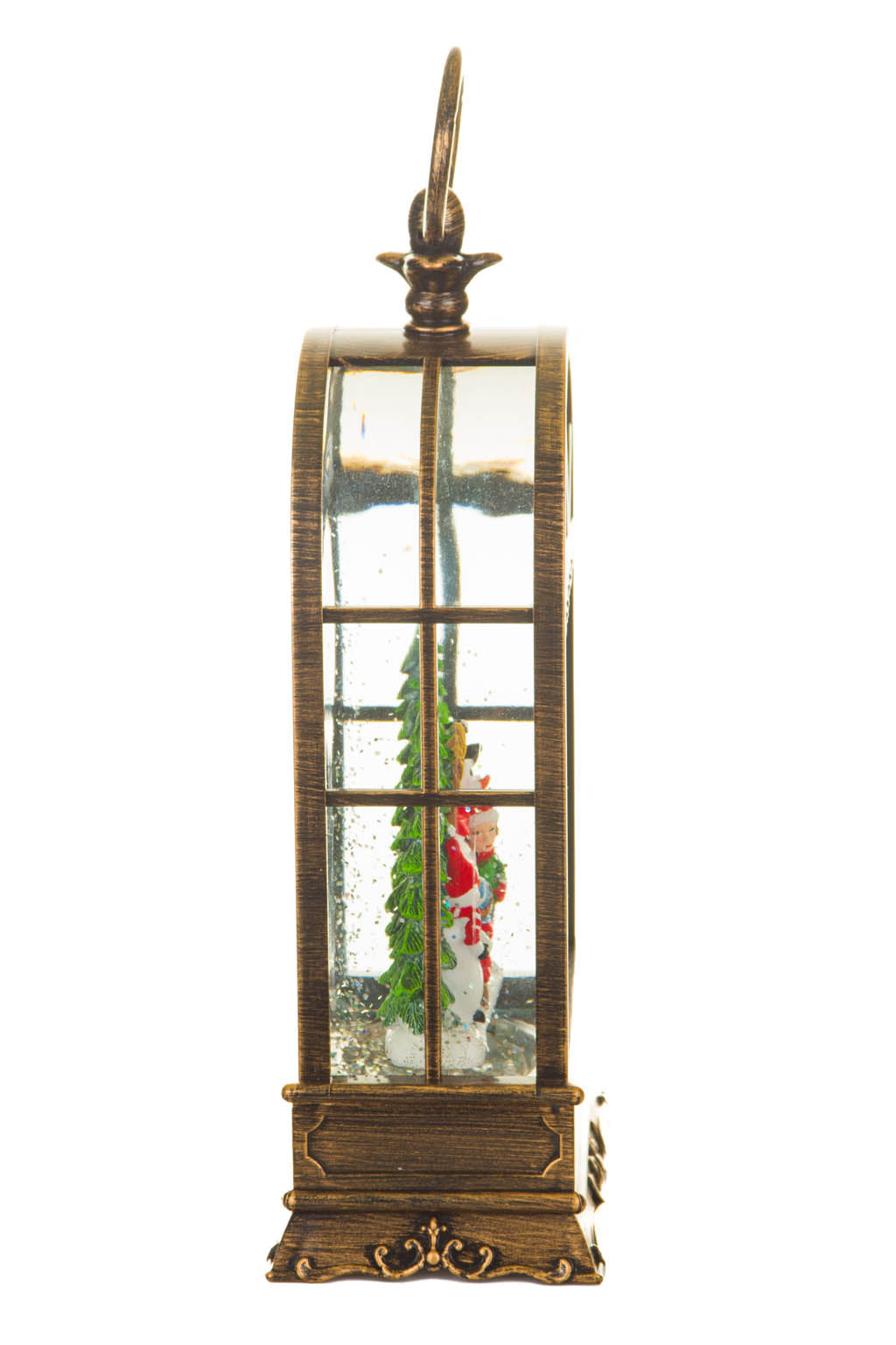 11" Brass Plastic Birdcage Warm White LED Snow Globe with Snowman and Swirling Glitter