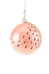 4.3" Hanging Pink Glass Peafowl Ornament