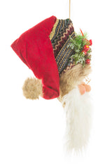 25" Hanging Striped Red and White Cotton Santa Head Decoration