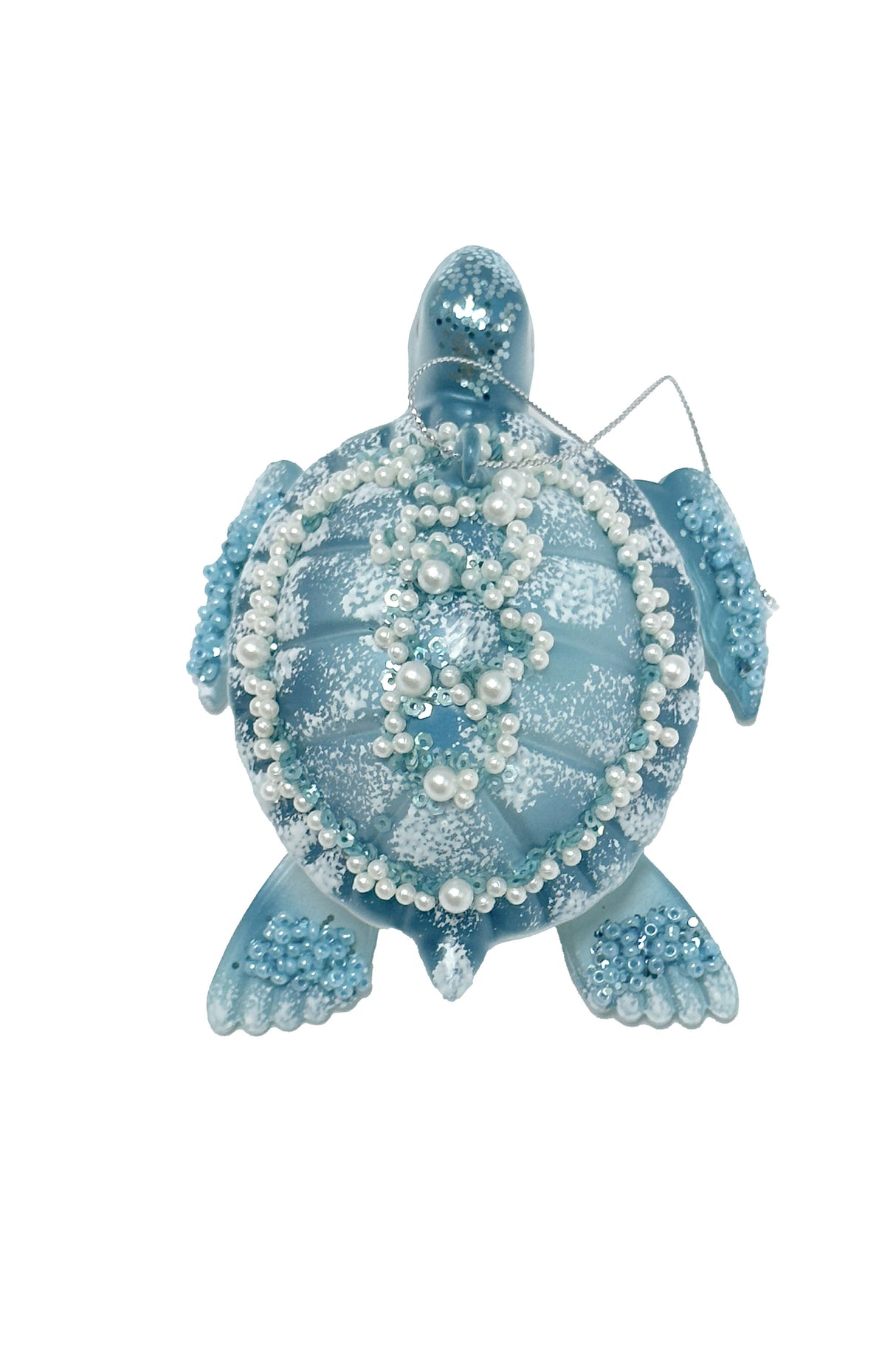 5" Hanging Blue Glass Turtle Ornament