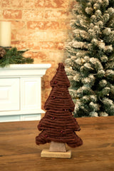 12.25" Burgundy Wool Flat Tree with Pearls