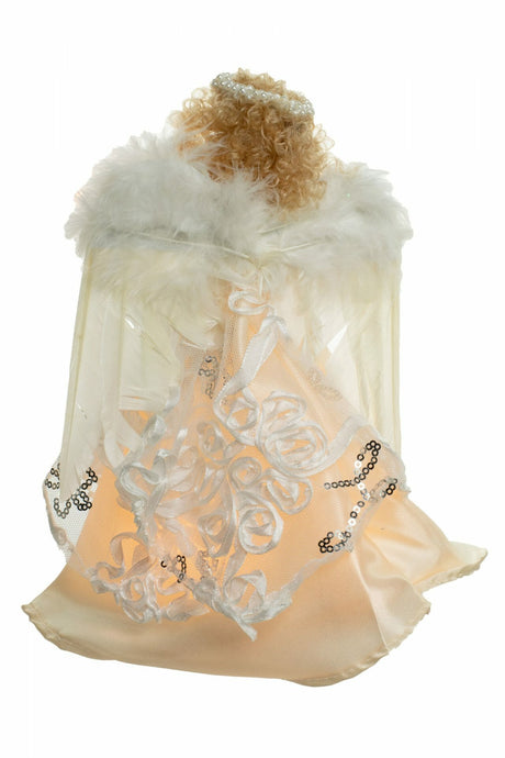 9" Ivory Cloth Small 10-Light Angel Tree Topper