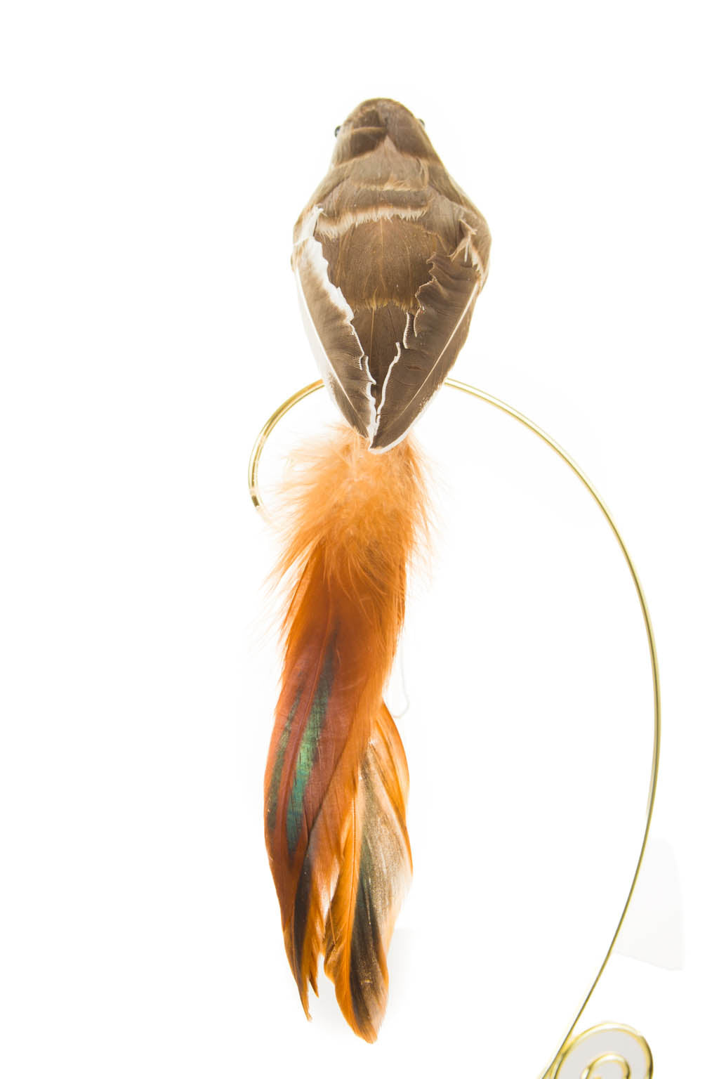 7.5" Clip-On Brown Foam Bird Ornament with Feathery Tail