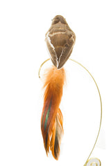 7.5" Clip-On Brown Foam Bird Ornament with Feathery Tail