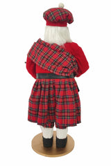 19" Red and Black Cloth Scottish Santa Figurine with Bagpipes