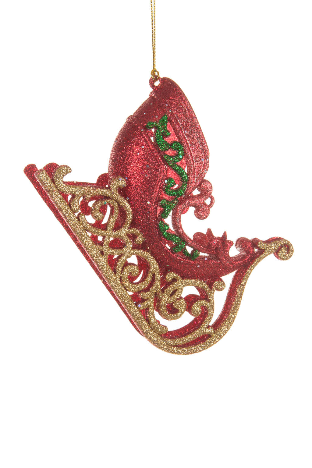 4.5"Hangable Red and Gold Acrylic Sled Ornament