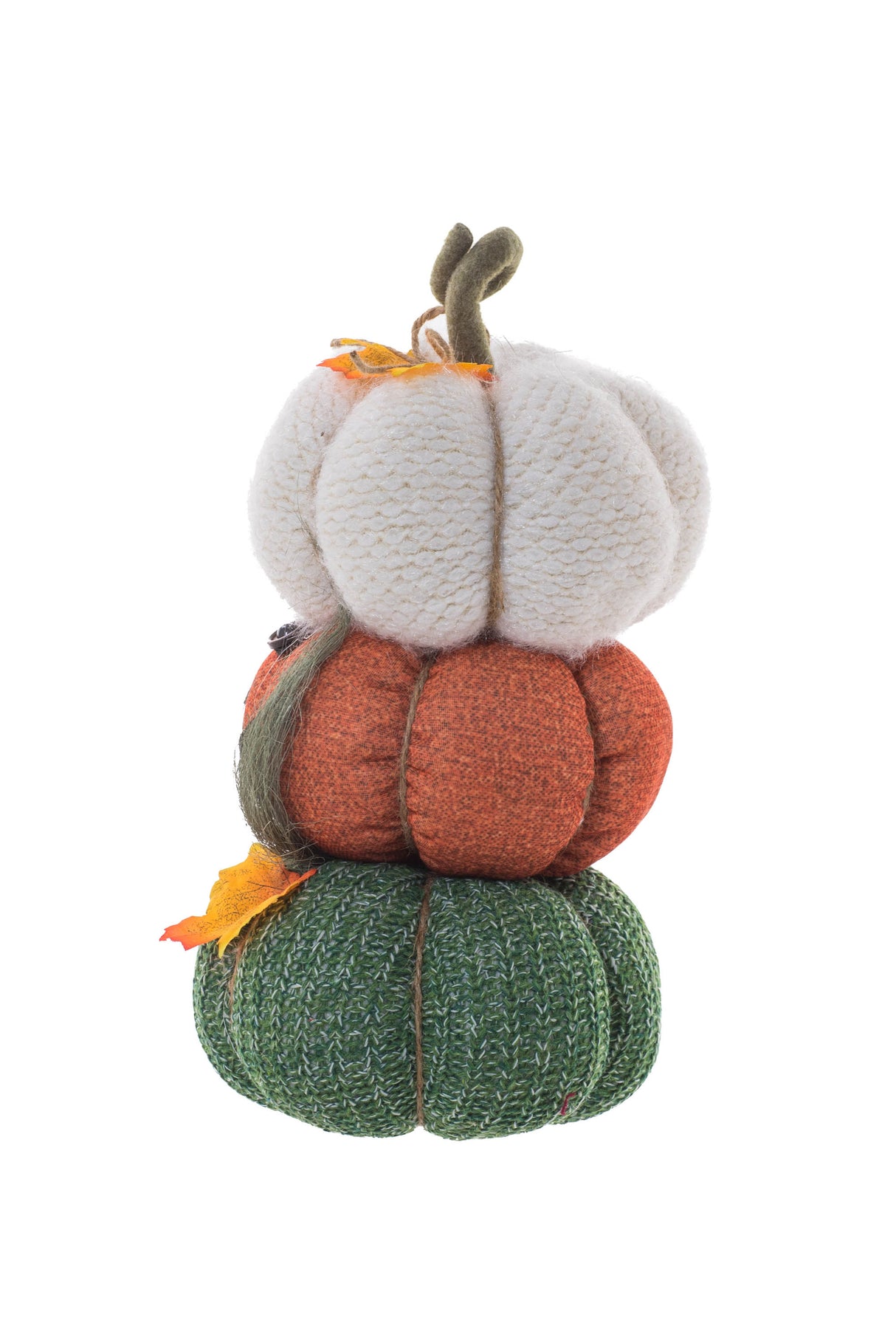16" White and Orange Cloth Spooky Pumpkin Display
