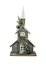 17.25" Gray and White Wood Church LED Display