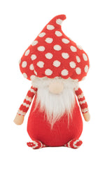 16" Spotted Red and White Cotton Relaxed Gnome with Cloudy Hat