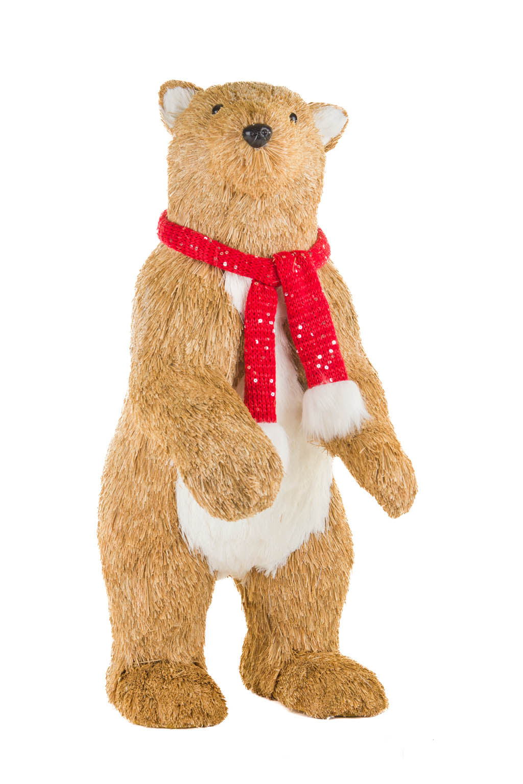 23" Brown and White Foam Bear Figurine with Scarf