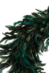 15" Hanging Green and Black Feather Wreath