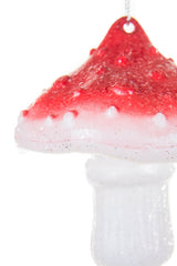 3.5" Hanging Red and White Acrylic Mushroom Ornament
