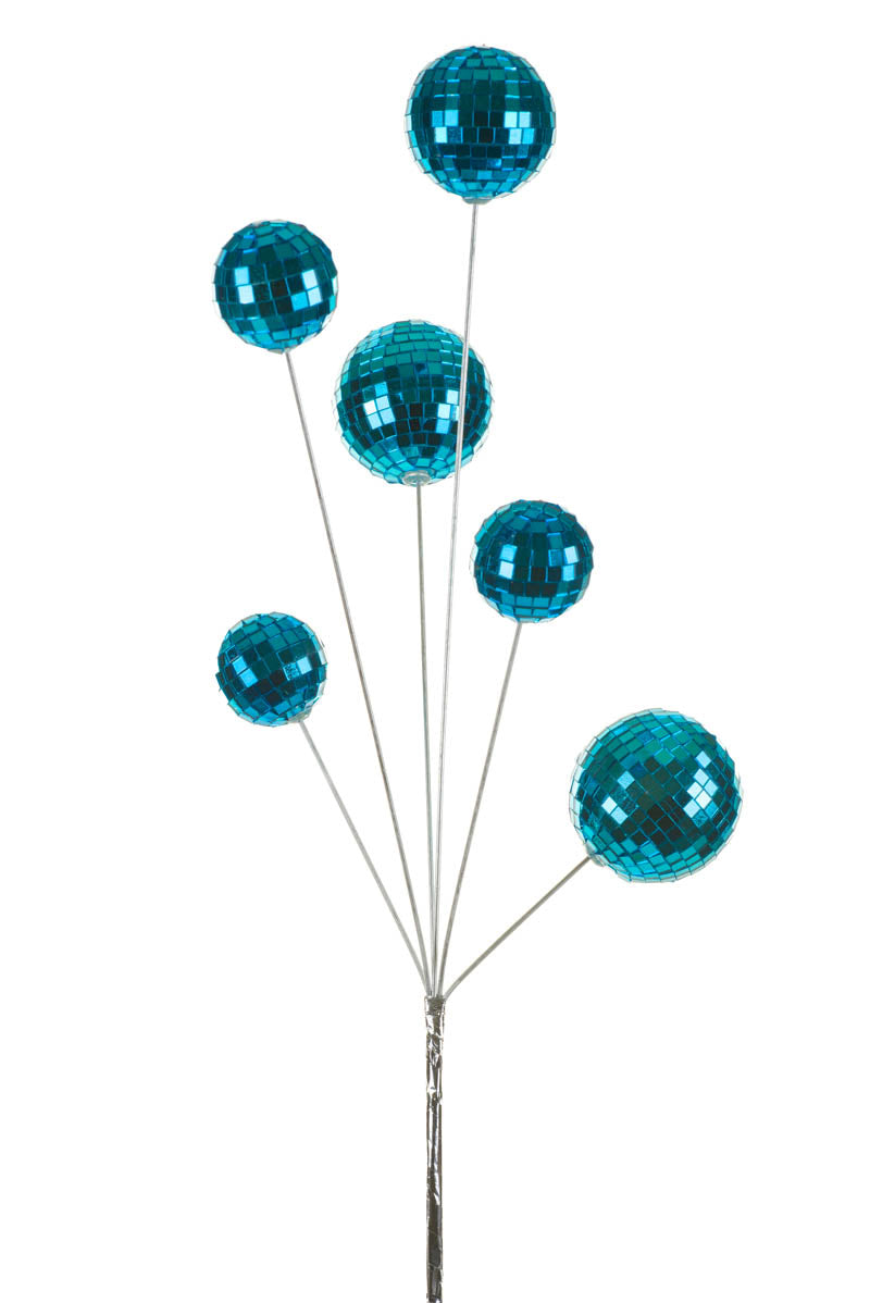 27.5" Blue Metal Disco Ball Tree Pick