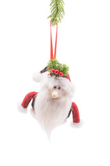 6" Red and White Wool Hanging Santa