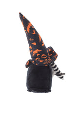 11" Black and Gray Cloth Gnome Witch Boy Doll with Jack-O-Lantern Hat