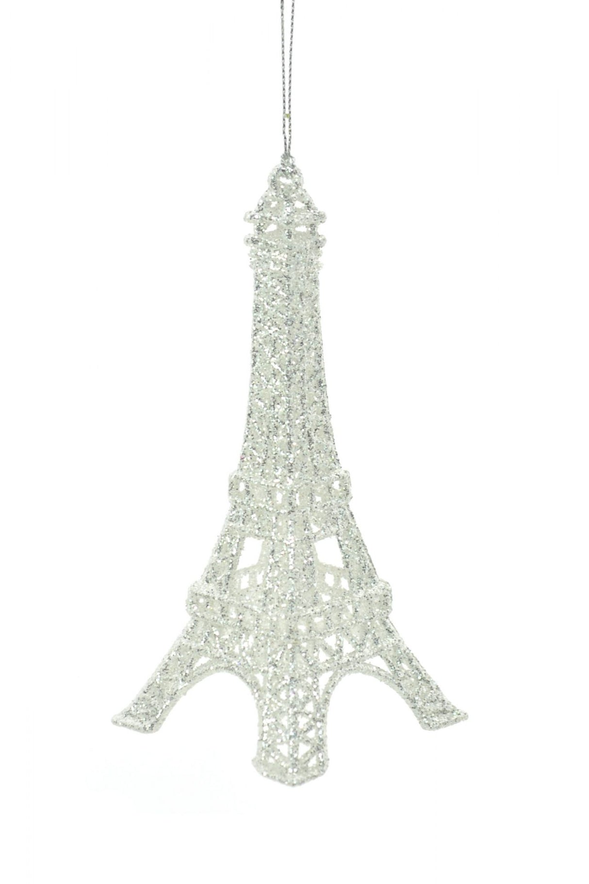 5.75"Hanging Silver Eiffel Tower Ornament