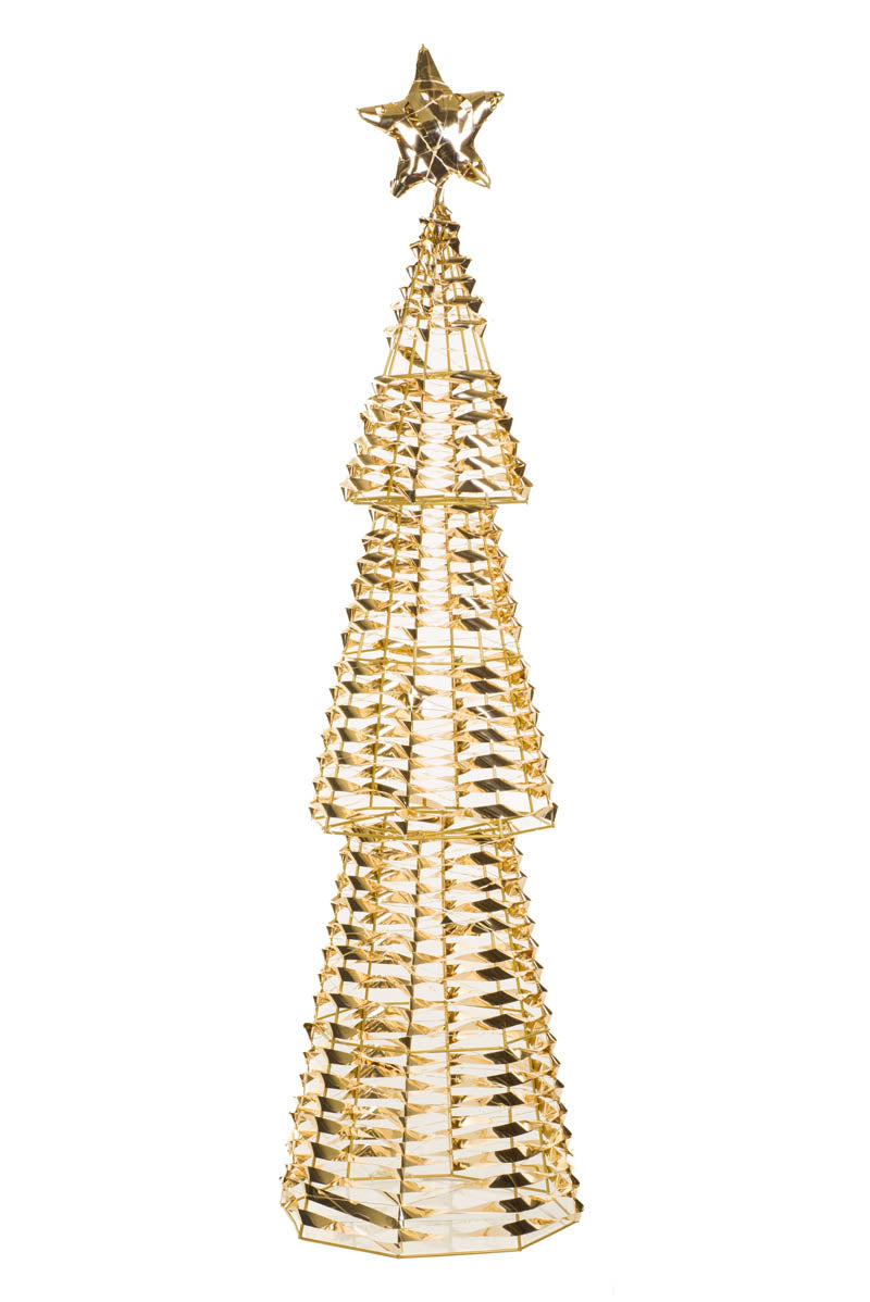 39.75" Medium Gold Metal Ribbon Star-Topped Tree Warm White LED Display