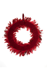 22" Hanging Burgundy Feather Wreath