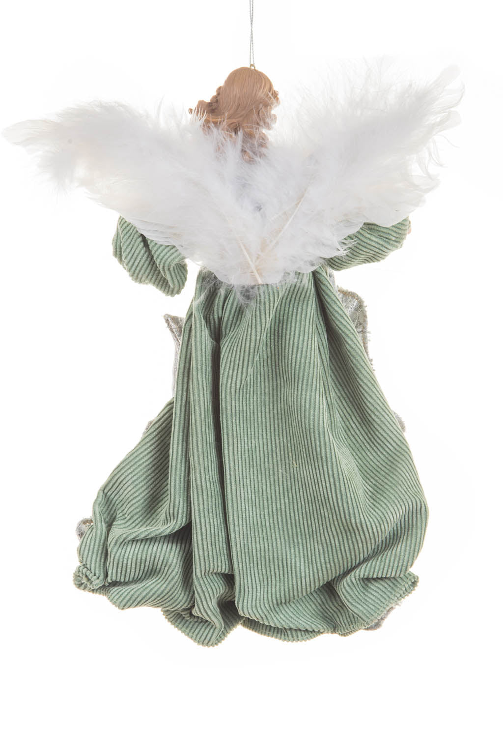 11" Hanging Mint and Gray Cloth Graceful Angel