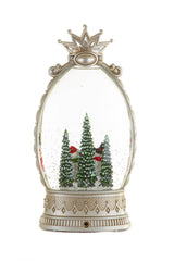 26" Musical Silver Plastic Snowman Family Warm White LED Snow Globe with Swirling Glitter