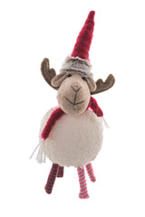 12" Plaid White Polyester Moose Figurine