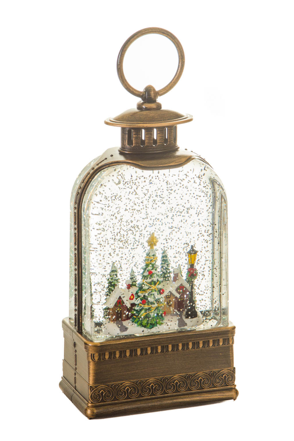 9" Brown Santa with Reindeer Snowglobe