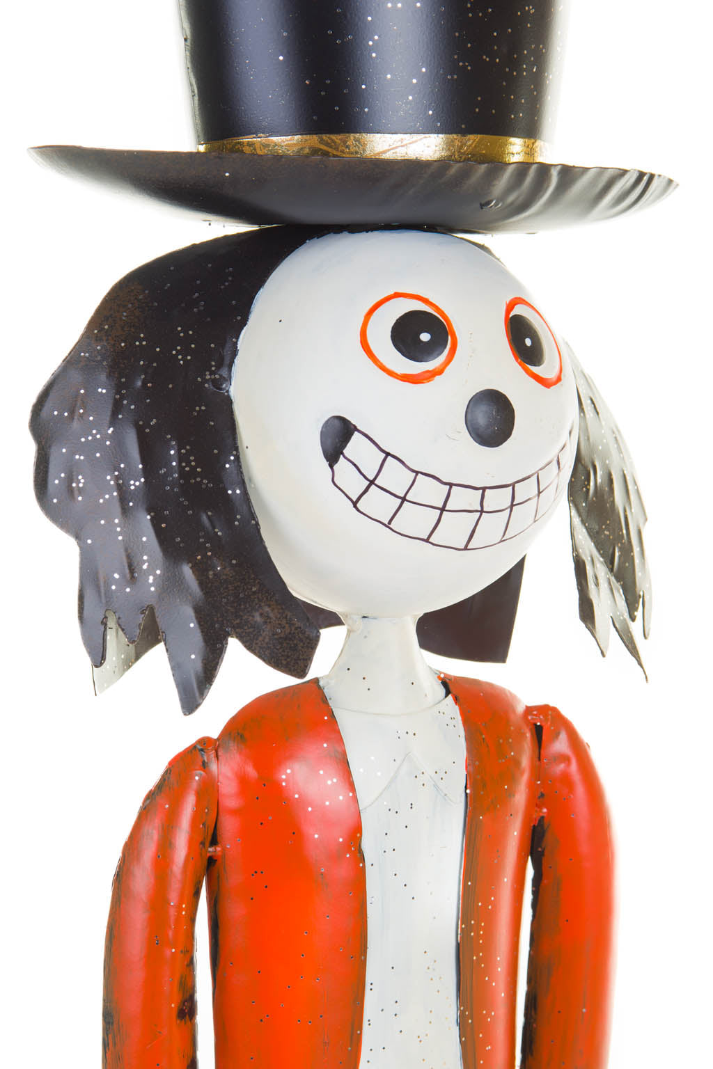 27.5" Black and White Metal Mr. Skellington Figure