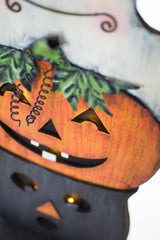 31" Rainbow Wooden 3-Layer Halloween Warm White LED Spooky Decor