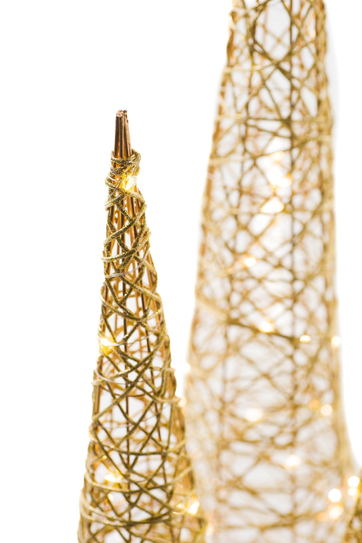 31.5"Cone Gold Wireframe Accent Illuminated Tree Set